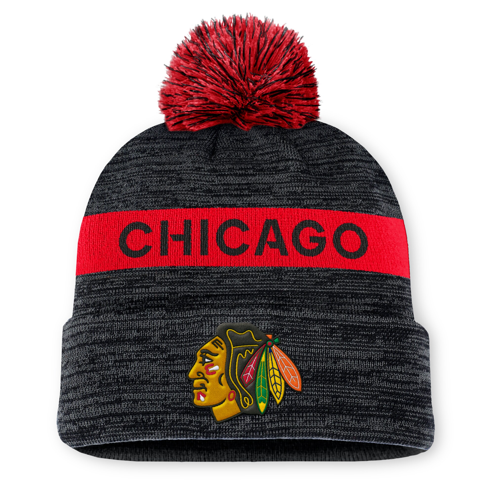 chicago blackhawks authentic pro rink beanie cuff with pom – Toronto Maple Leafs Jerseys and Headwear Collection