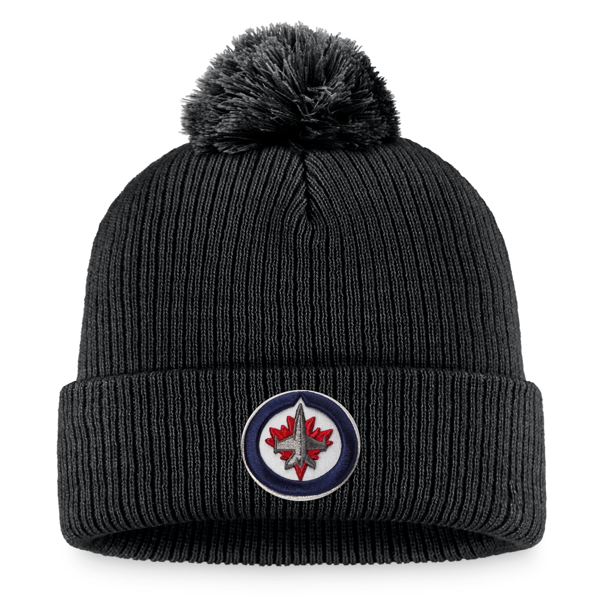 men8217s fanatics black winnipeg jets core primary logo cuffed knit hat with pom – Toronto Maple Leafs Jerseys and Headwear Collection
