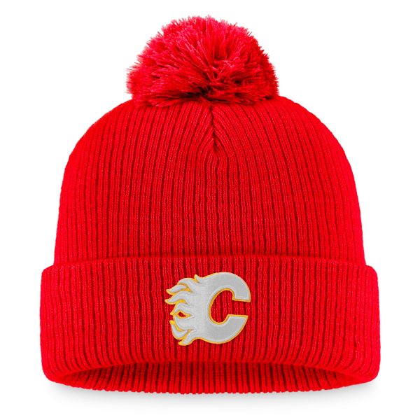 men8217s fanatics red calgary flames core primary logo cuffed knit hat with pom – Toronto Maple Leafs Jerseys and Headwear Collection