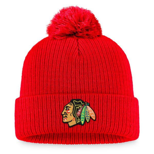 men8217s fanatics red chicago blackhawks core primary logo cuffed knit hat with pom – Toronto Maple Leafs Jerseys and Headwear Collection
