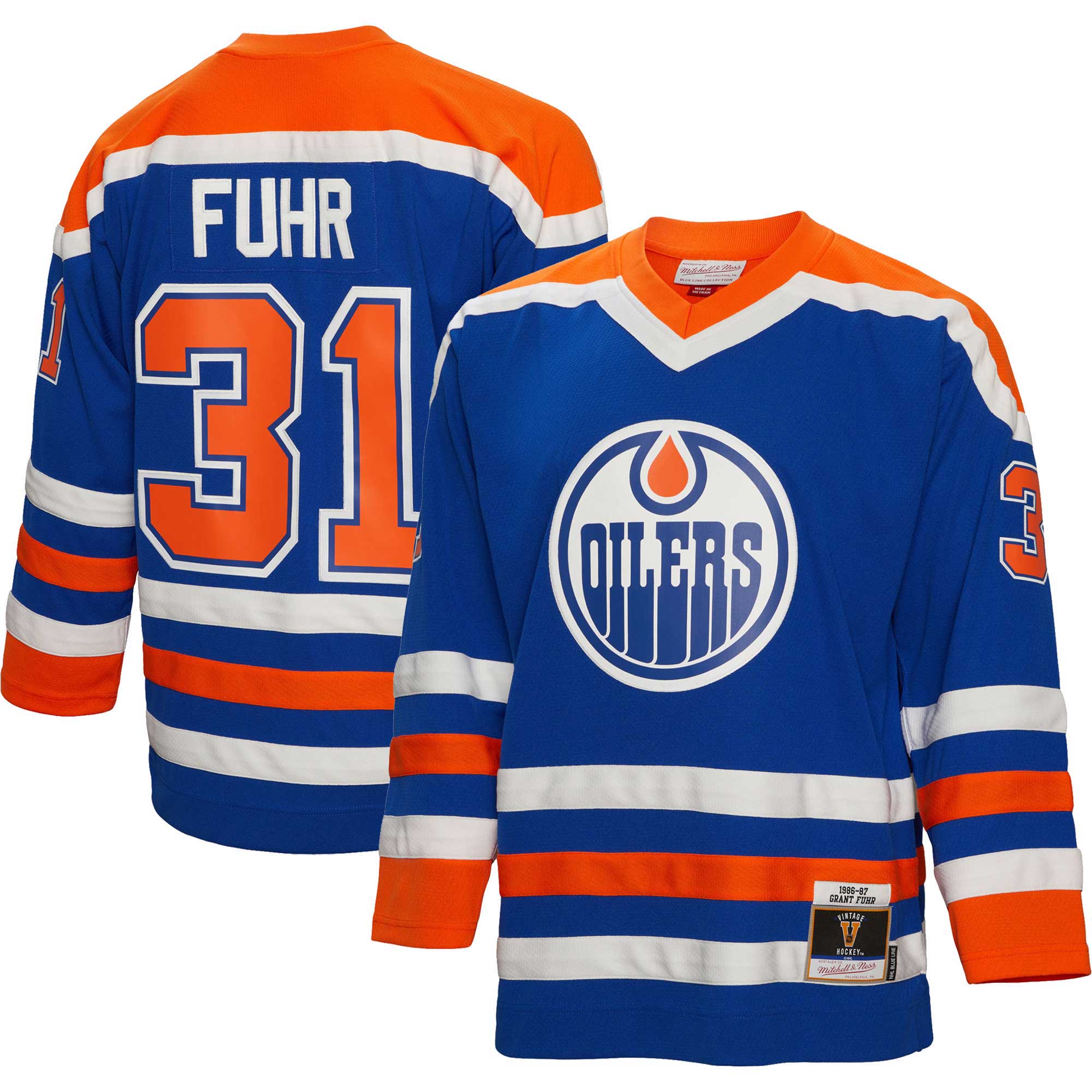 men8217s mitchell amp ness grant fuhr royal edmonton oilers 198687 blue line player jersey – Toronto Maple Leafs Jerseys and Headwear Collection